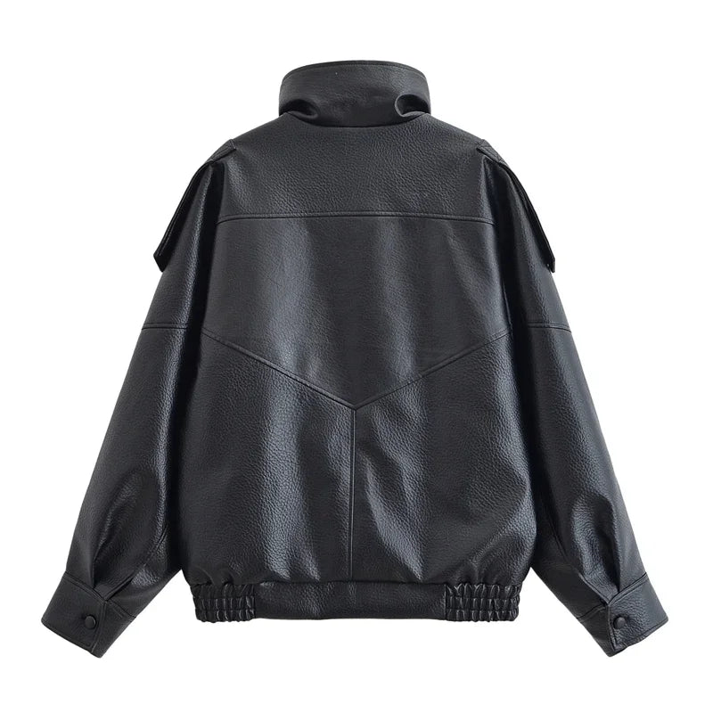 Black Faux Leather Moto Jacket
