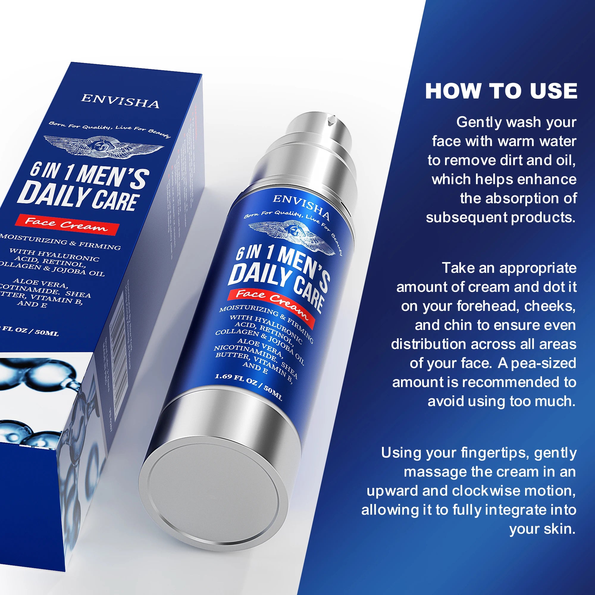 ENVISHA 6 IN 1 Men's Face Skin Care Cream Anti-aging Moisturizing Whitening Firming Skin Products Collagen Beauty Health