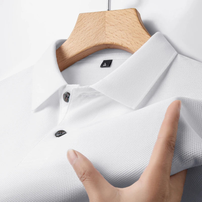 Classic Men Short Sleeve Polo Shirt 100% Mercerized Cotton Breathable Summer Golf Business Casual Athletic Tops