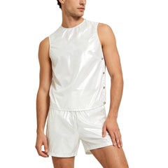 Mens Special Needs Waterproof Sweat Tracksuit Tank Tops And Sides Buttons Boxer Shorts Two Pieces Outfit Adaptive Clothing