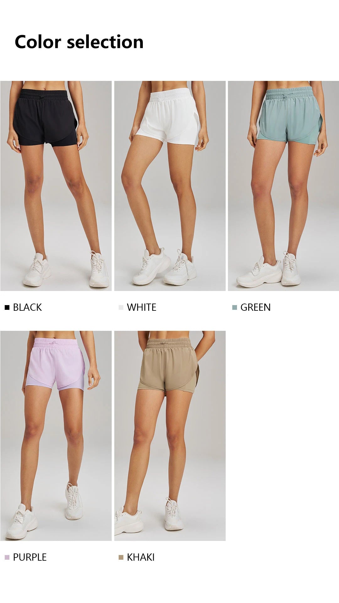 Yoga Shorts Sports Fitness Shorts High Waist Running Fake Two Pieces Anti-Shine Shorts Women's Double Layer Training Leggings