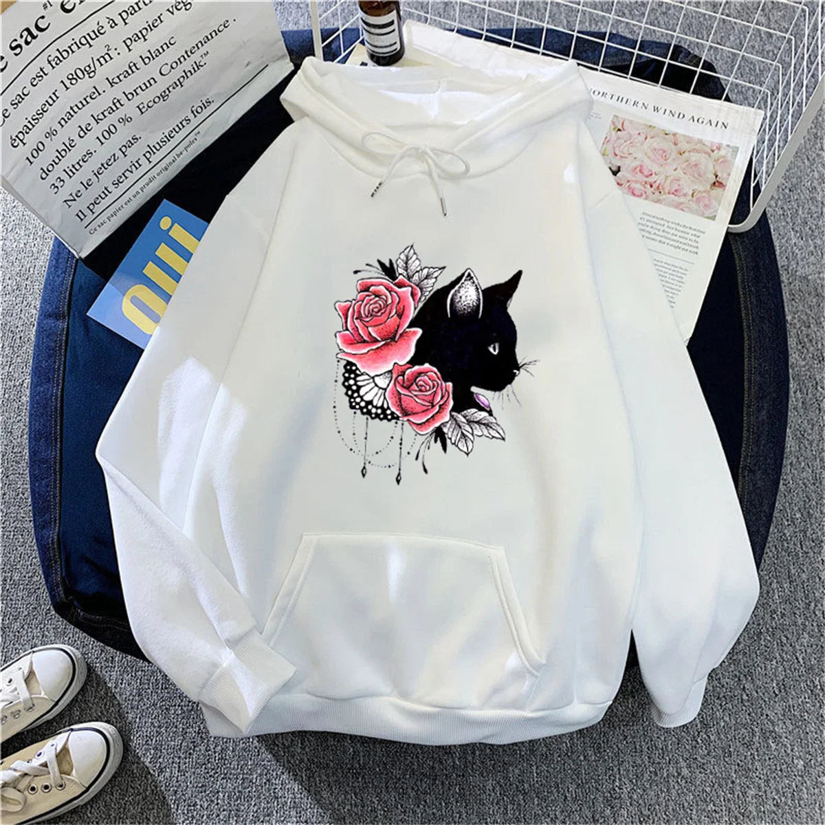 Korean Loose Printed Hooded Hoodie