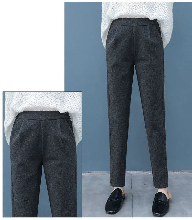 High Waist Woolen Harem Pants