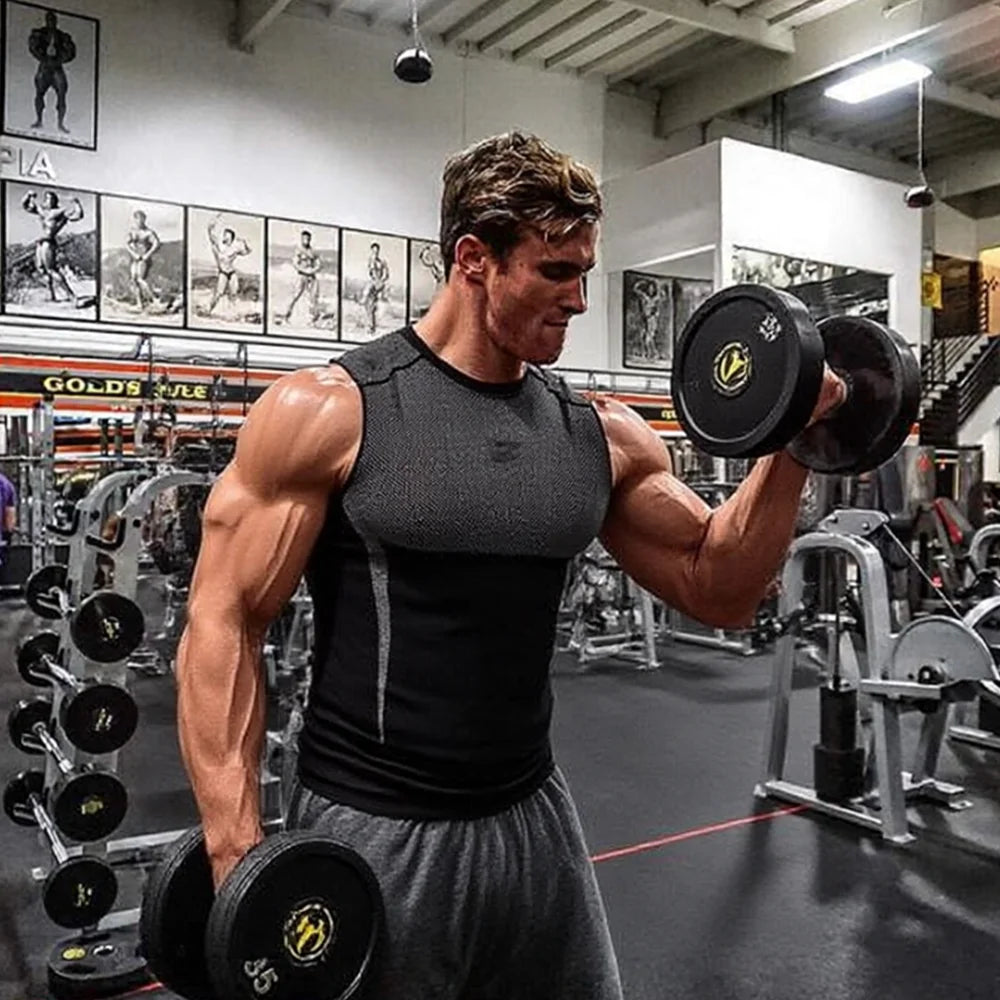 Men's Quick Dry Sport Vest Summer Training Tanktop Sleeveless Gym Workout Fitness Tops Running Tee for Active Men