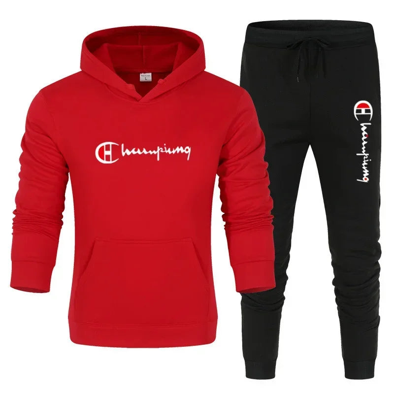 Men's 2 Piece Tracksuit Hooded Sweatshirt Sweatpants Casual Jogger Sportswear Streetwear Sets Male Sports Suits Outfit Clothing