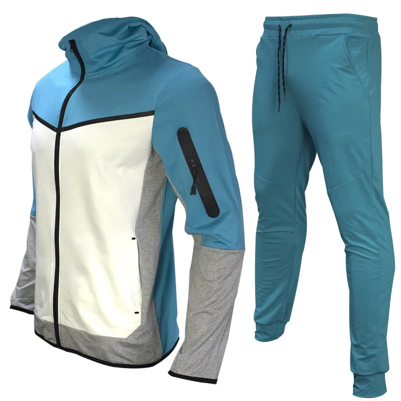 Luxury Brand Men Tracksuits 2-piece Set Black Sports Suit Tracksuits Jogging Men's Clothing Sweatpants Zip Sweatshirts Techwear