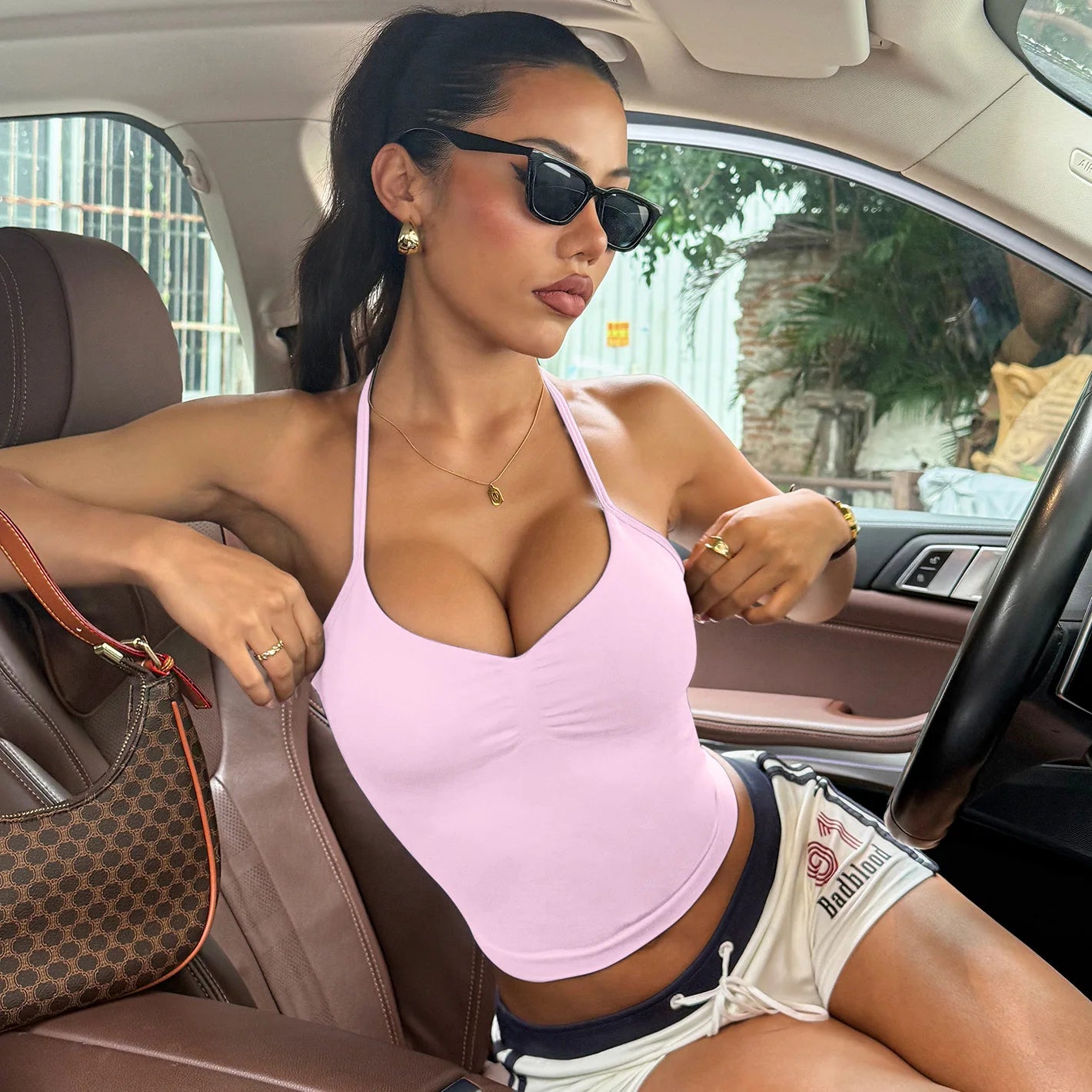 Women's Sexy Sports Bra - Open Back Design, Breathable Stretchy Fabric for Yoga - Elegant Solid Color All-Season Activewear