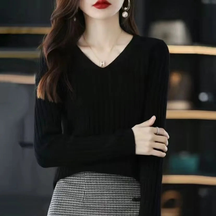 V Neck Office Knit Sweater