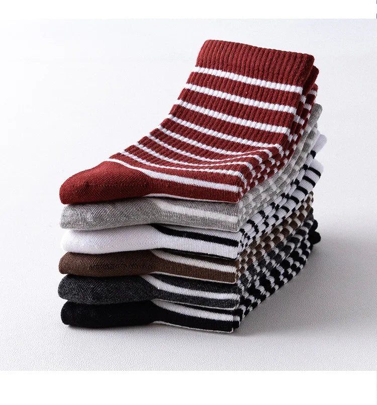 Colorful Striped Cotton Crew Socks