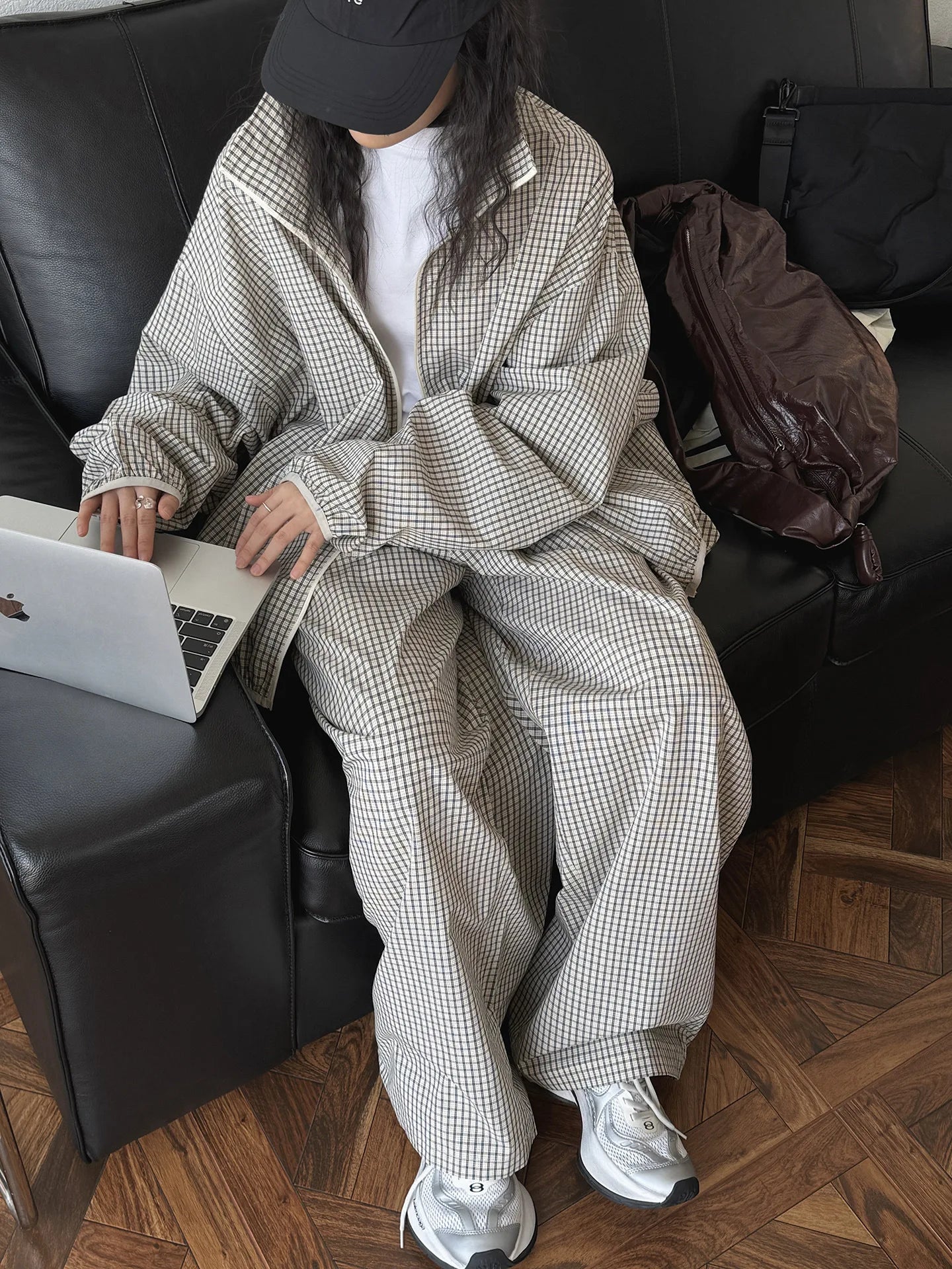 2026 Women Summer Long Pants High Waist Wide Leg 80% Cotton Plaid Pants Fashion Clothes Vintage Pants Female Trousers