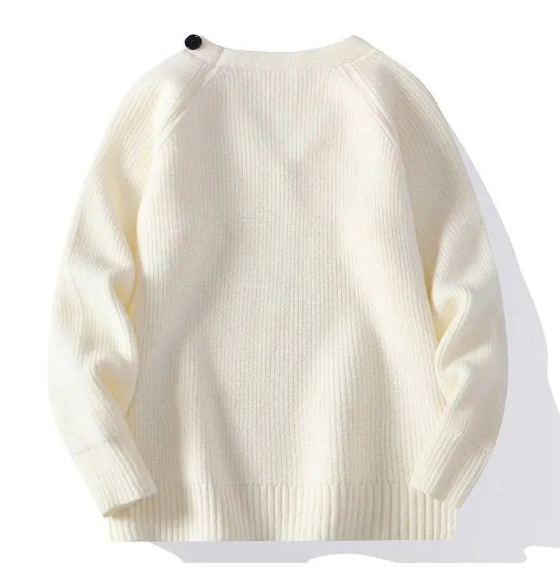 Fashion Men's Solid Color Sweaters Autumn Winter Casual Knitted Pullovers Youth High Streetwear Classic Top Sweatshirts Clothing