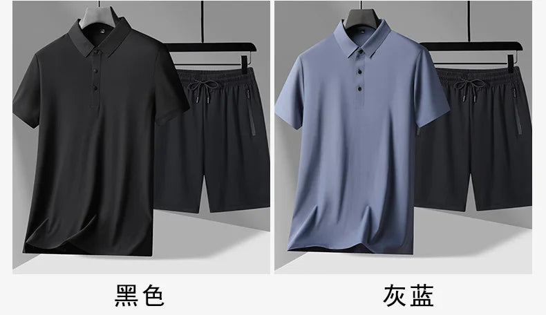 polo Shirts + shorts 2024 summer new style fashion Sportswear Men's Casual Sets Male Fashion shirts and shorts full size M-4XL