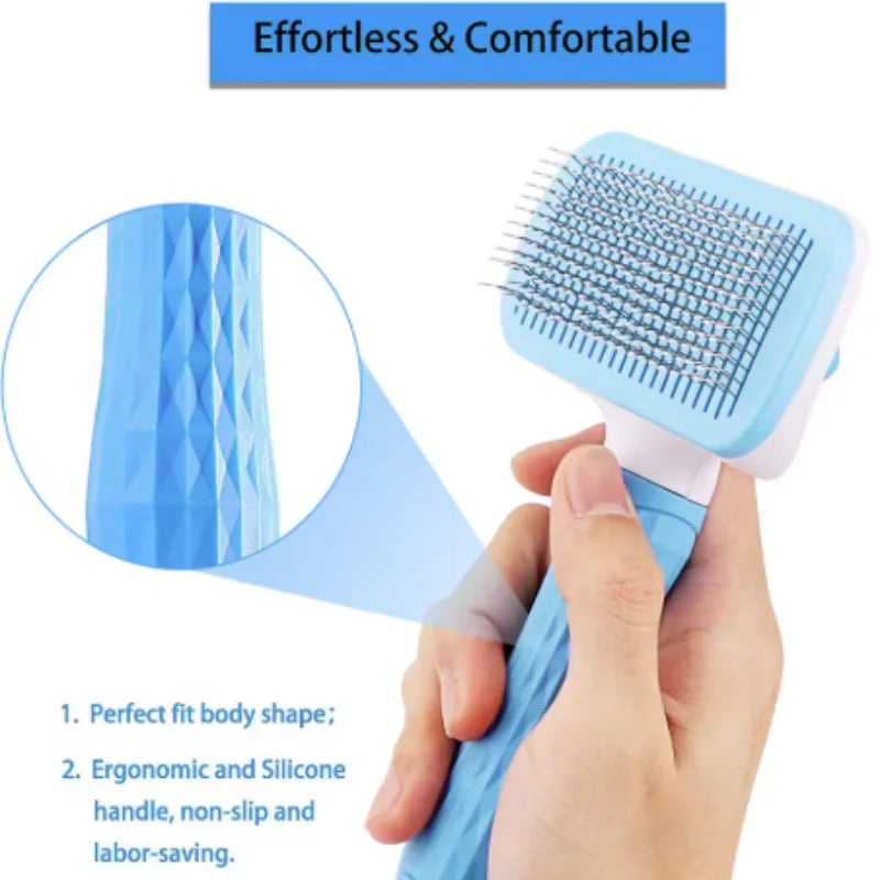 Pet massage comb, fur grooming brush, easily remove shedding undercoat of cats and dogs with one click