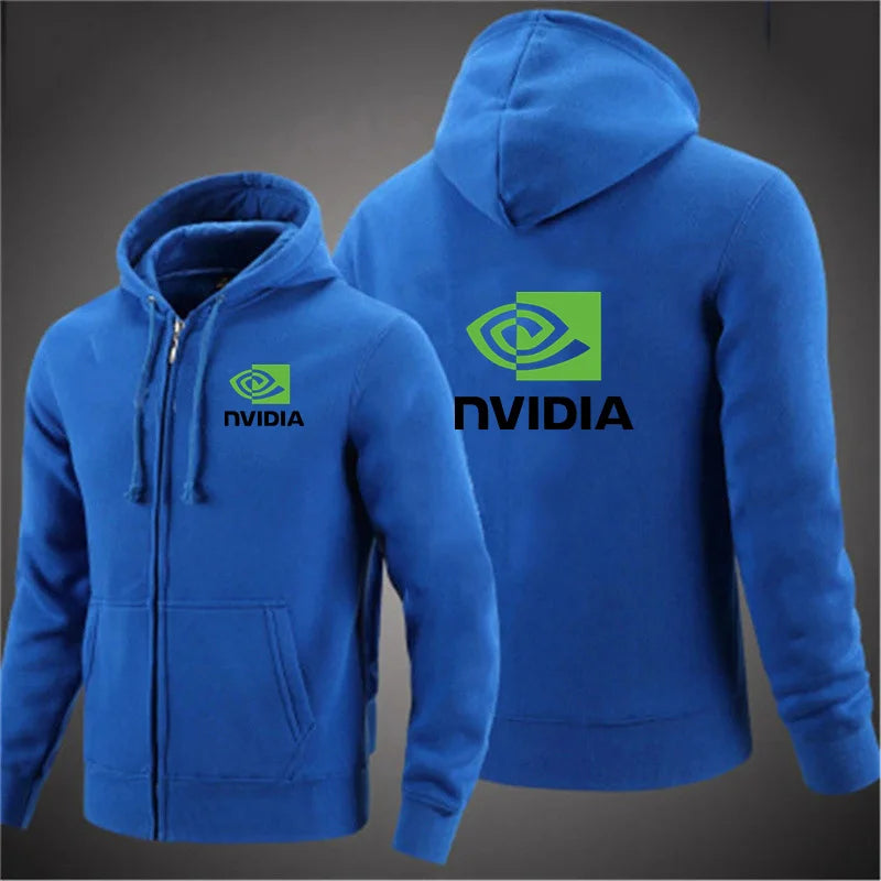 Autumn Men Nvidia Sweatshirts Long Sleeve Jacket Hoodie Zipper Closure Jacket Male Hoodies Sweatshirt Slim Fit Male Clothing