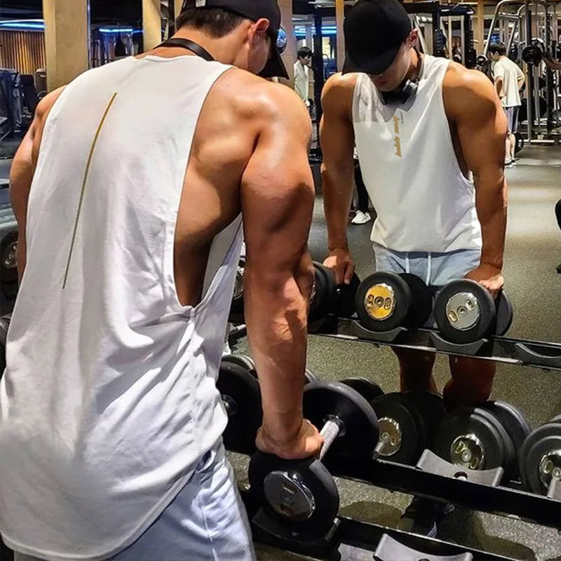 Men's Gym Clothing Summer Casual Tank Top Bodybuilding Sleeveless Shirt Sports Quick Dry Fitness Vest Workout Running Undershirt