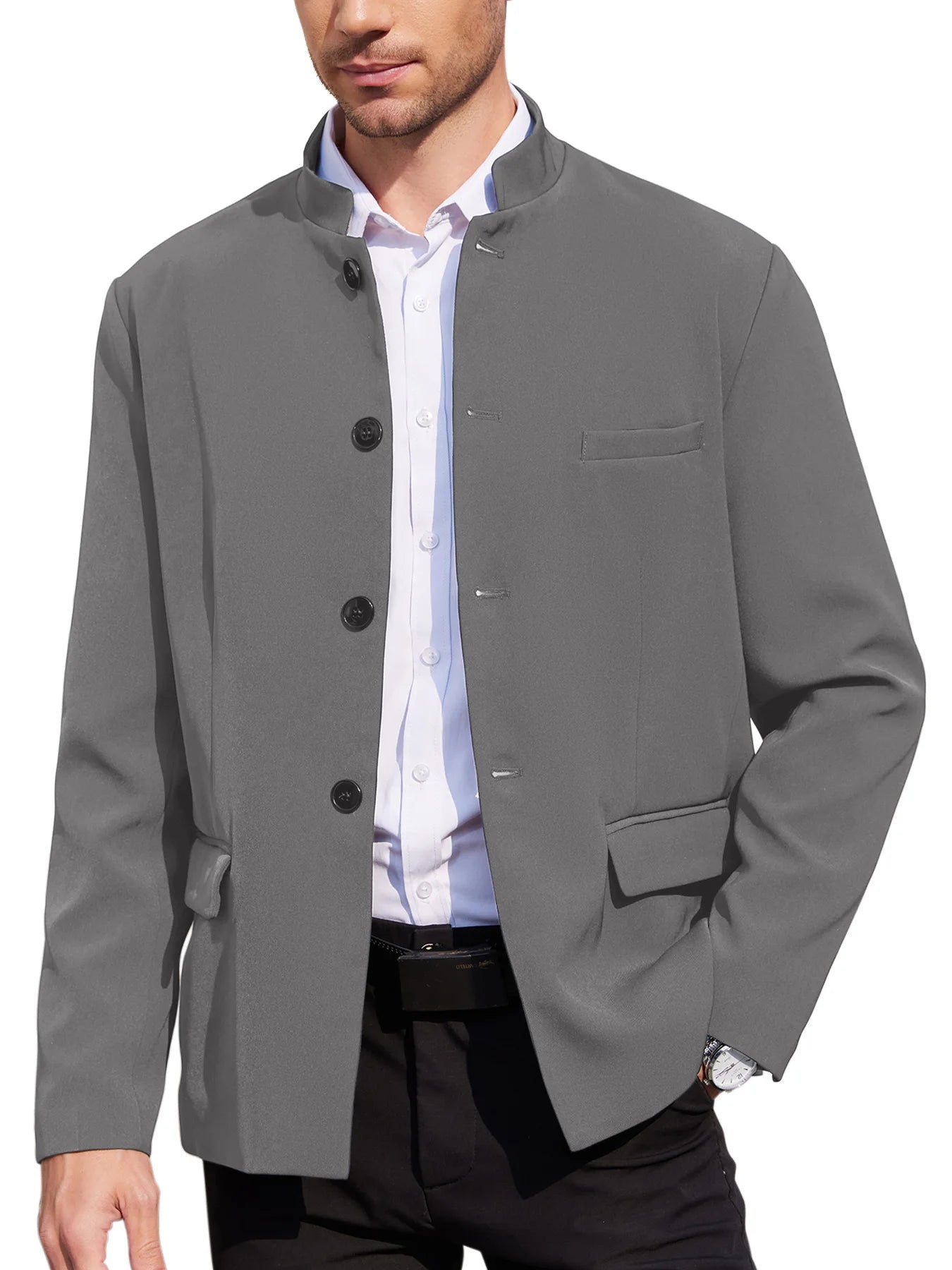 Men’s Lightweight Stand-Collar Casual Blazer