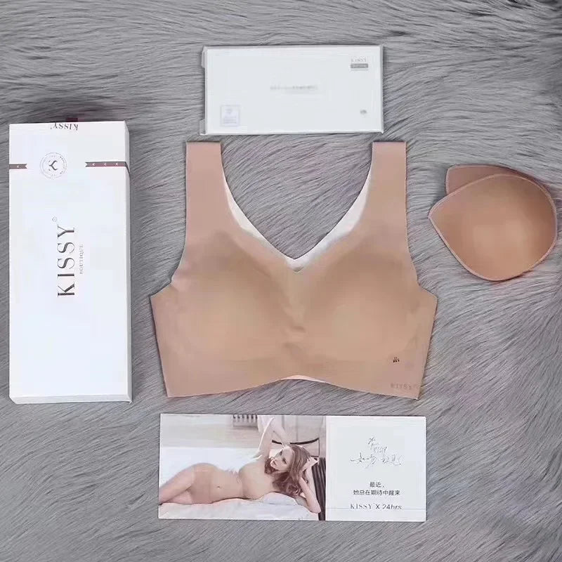 Kiss.y sports bra, such as kiss zero binding, no trace, no steel ring, quantum kiss vest bra set female