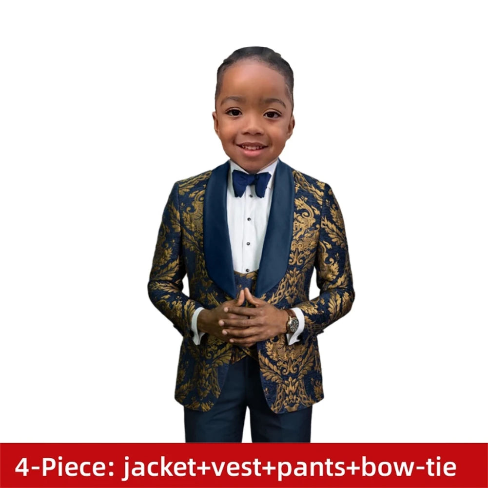 Navy Floral Boys Formal Suit