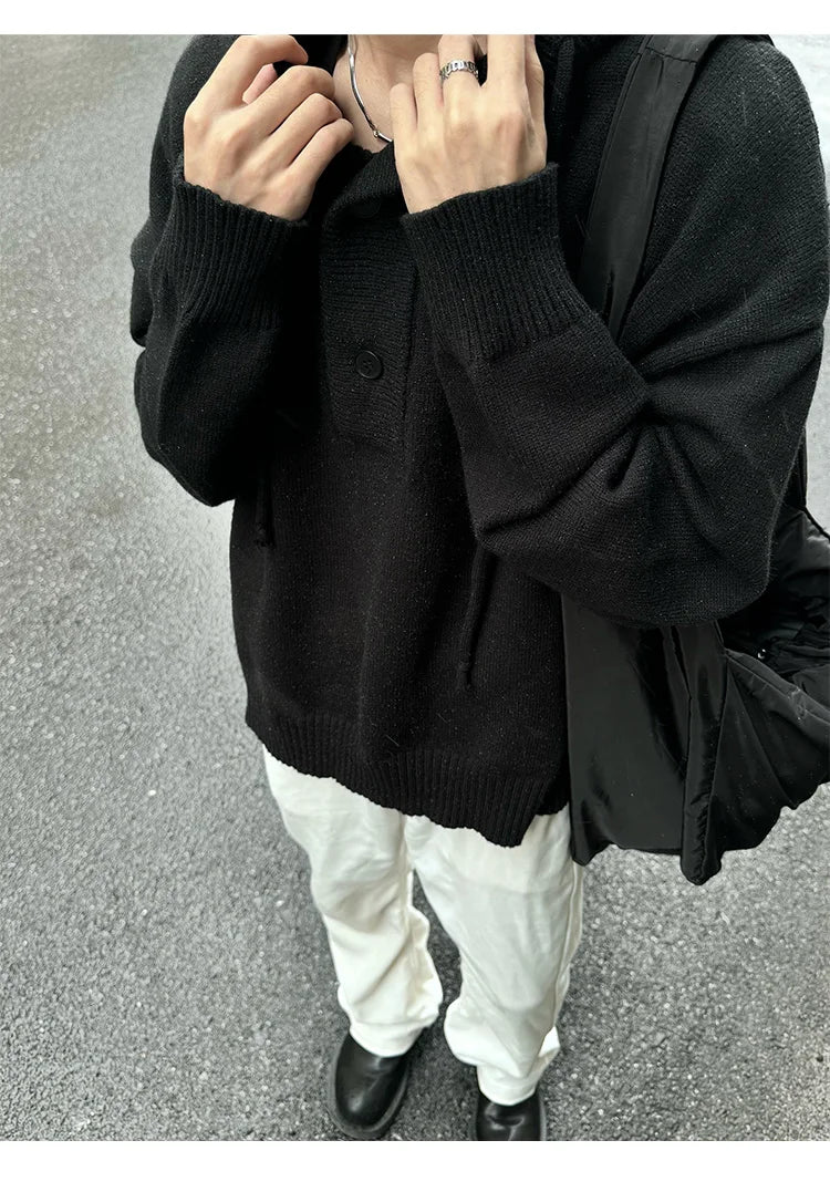 New Autumn Winter Sweaters for Men Loose Trendy Brand Hooded Pullover Sweaters