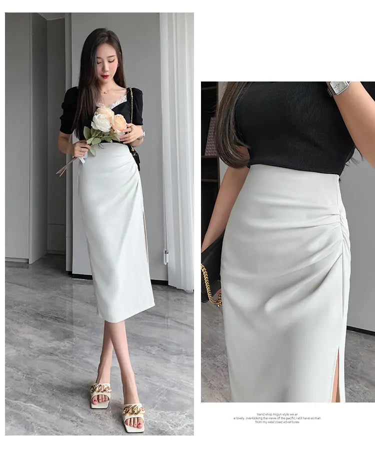 Sleek Pleated High Waist Skirt