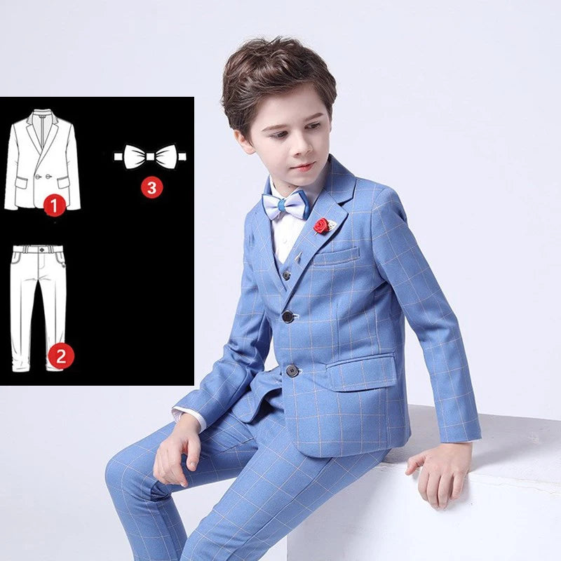 Formal Kids Plaid Tuxedo Suit