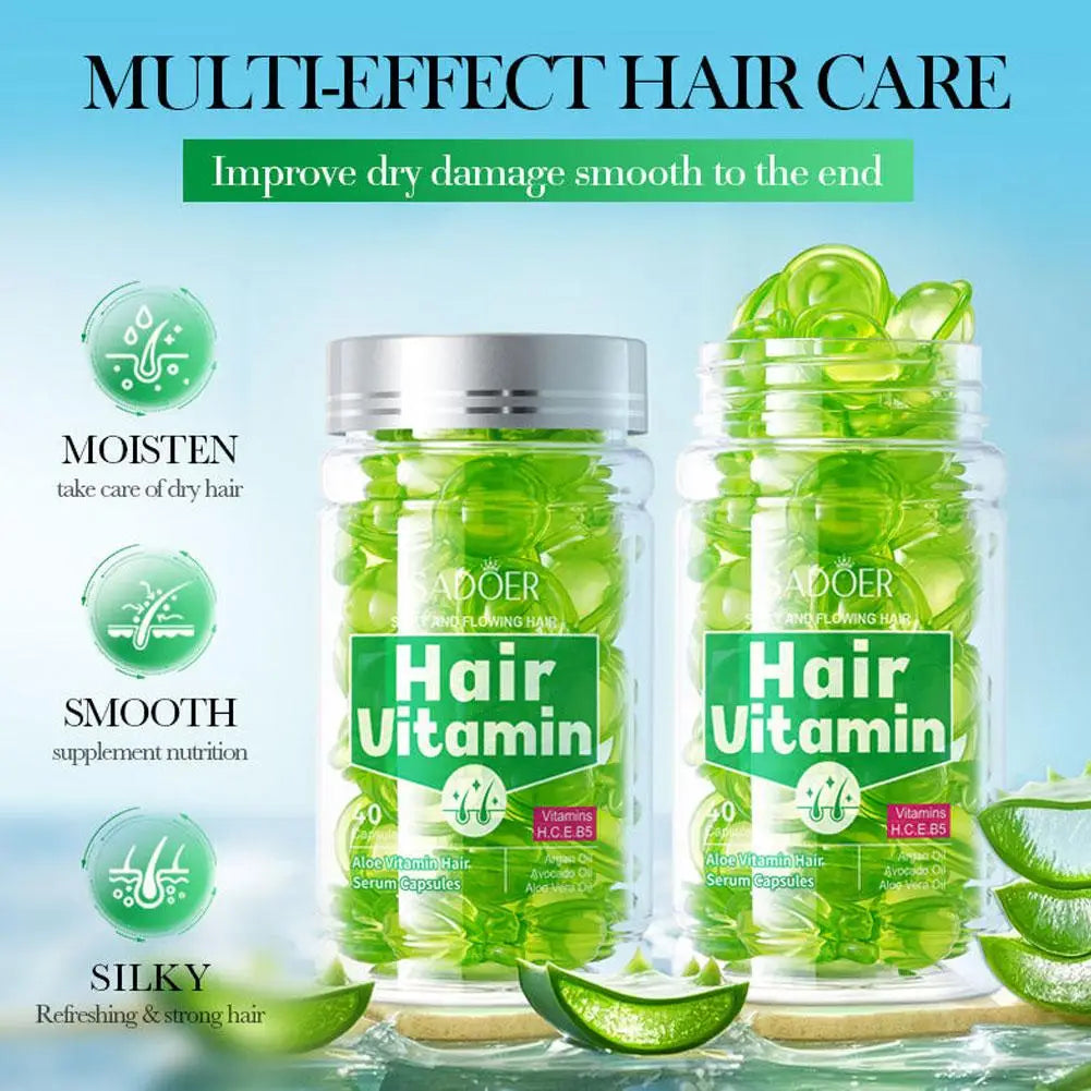 Hair Care Essence Capsules Bee-Infused For Women & Men Hair Care Oil Smooth Repair Damaged Hair Treatment Serum,Vitamin A,E,H,B5