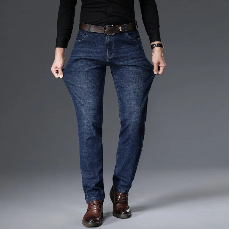JEAN2026 Autumn/Winter New Men's Casual Pants, High-Quality Business Formal Sportswear Jeans, Straight-Leg Stretch Long Pants
