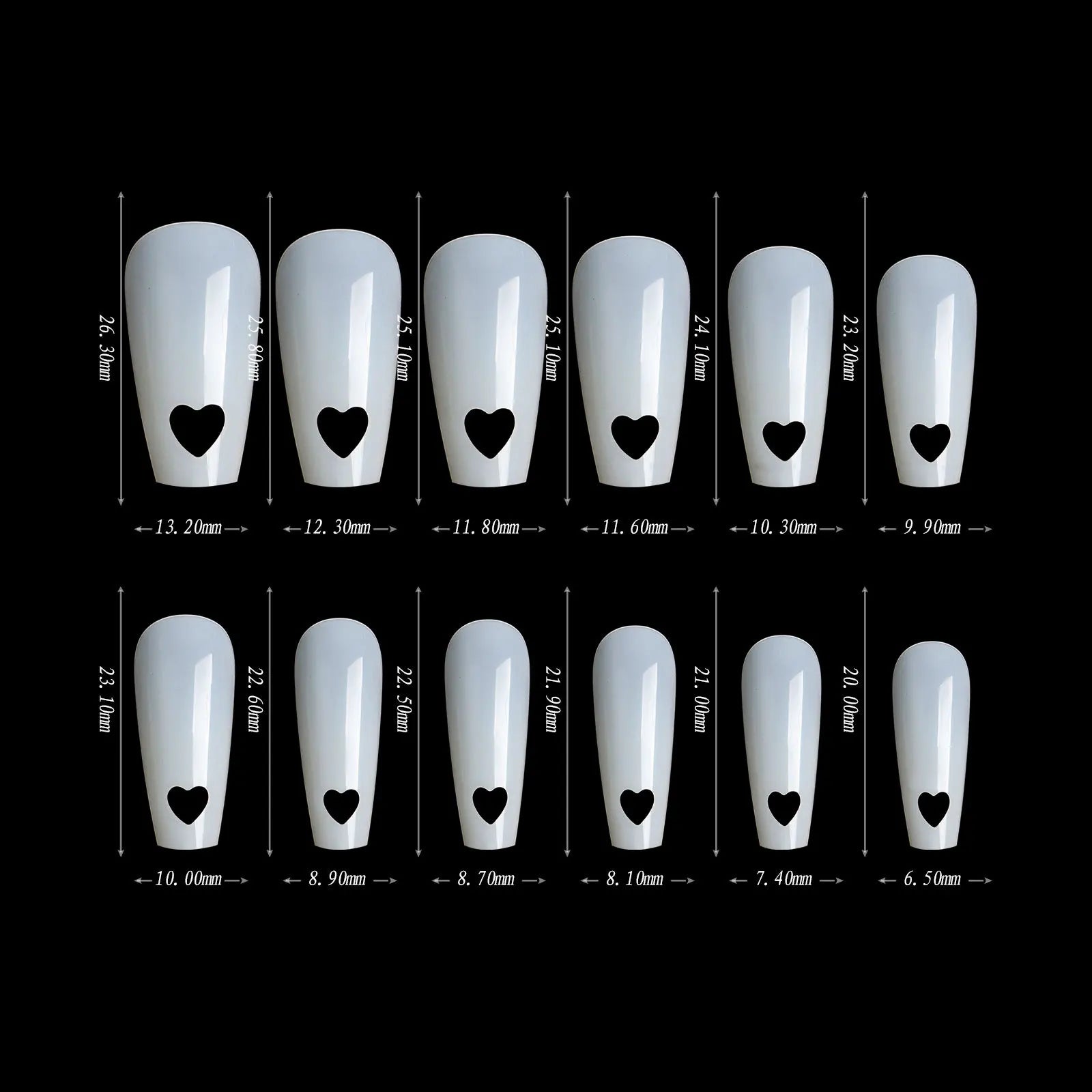 Heart Hollowed-out False Nails Art Tips 504/120pcs/bag Natural&Clear Press On Acrylic Nails UV Polish Board Patch Manicure Tools