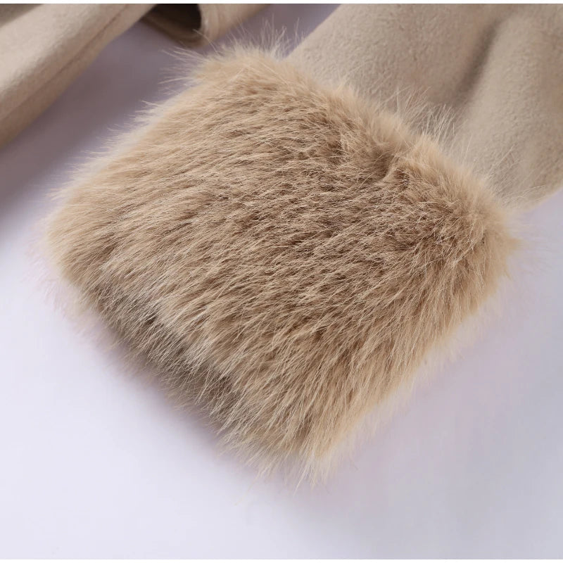 Elegant Women's Lace Up Woolen Coats Solid Full Sleeve Turn-down Collar Loose Lady Coats 2025 Autumn Winter Female Streetwear