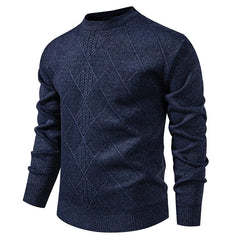 New Sweater Men Casual Knitted Pullover Solid Color Warm Regular Fit Round Neck Sweater Pullovers Mens Sweatwear