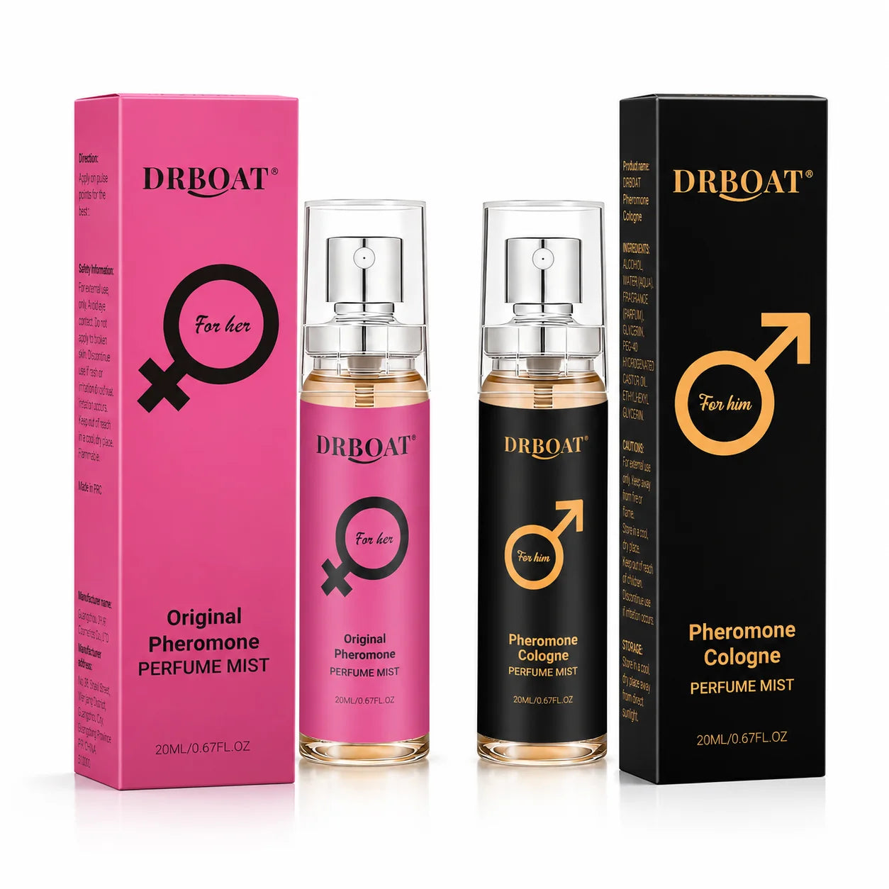 DRBOAT Men & Women Body Mist Set, 2×0.67 Fl Oz - Hair and Body Perfume | Fruity Floral & Citrus Woody Spray
