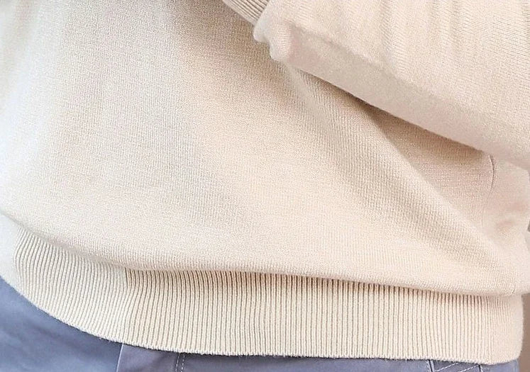 Thick Solid V-Neck Pullover