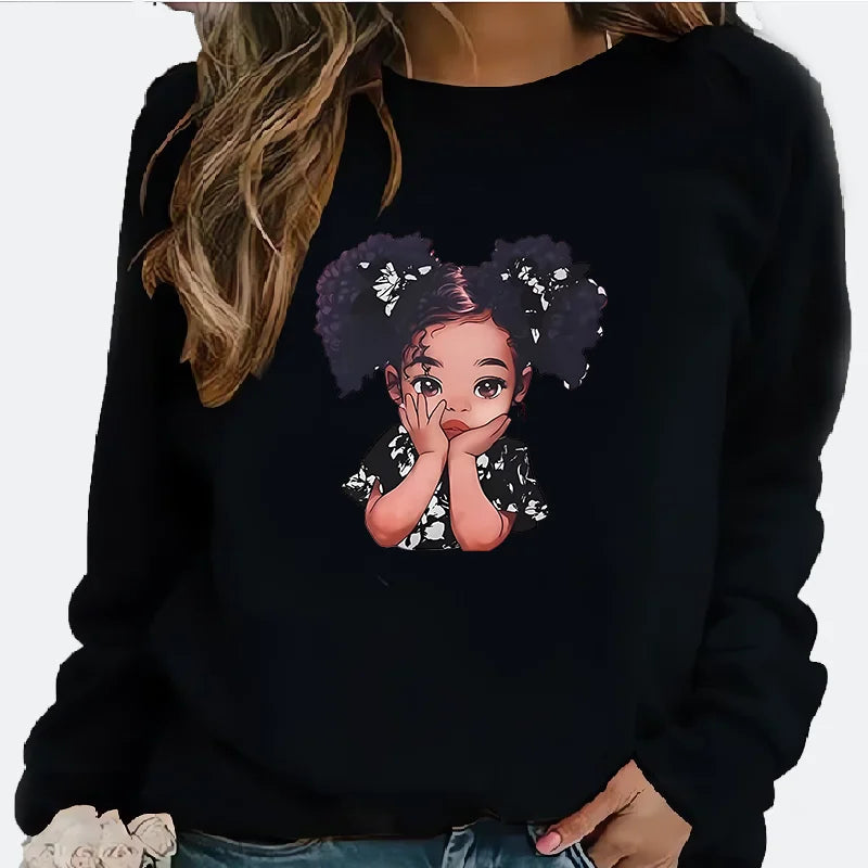 Printed Fleece Pullover Women Hoodie