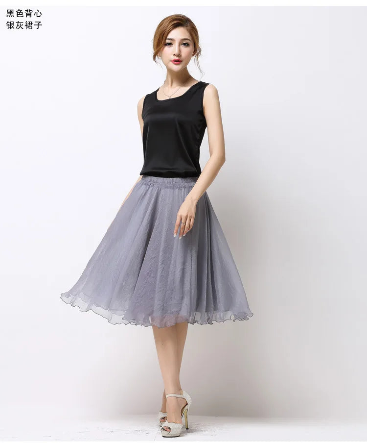 Silk Pleated High Waist Midi