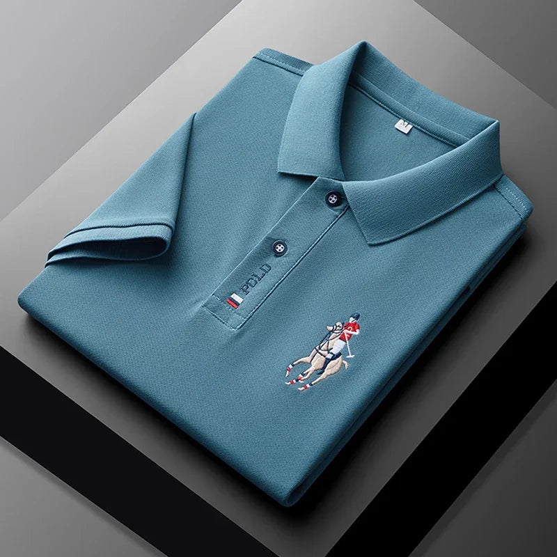 Men's Embroidered Casual Fashion Short Sleeved POLO Shirt Summer Comfortable Top