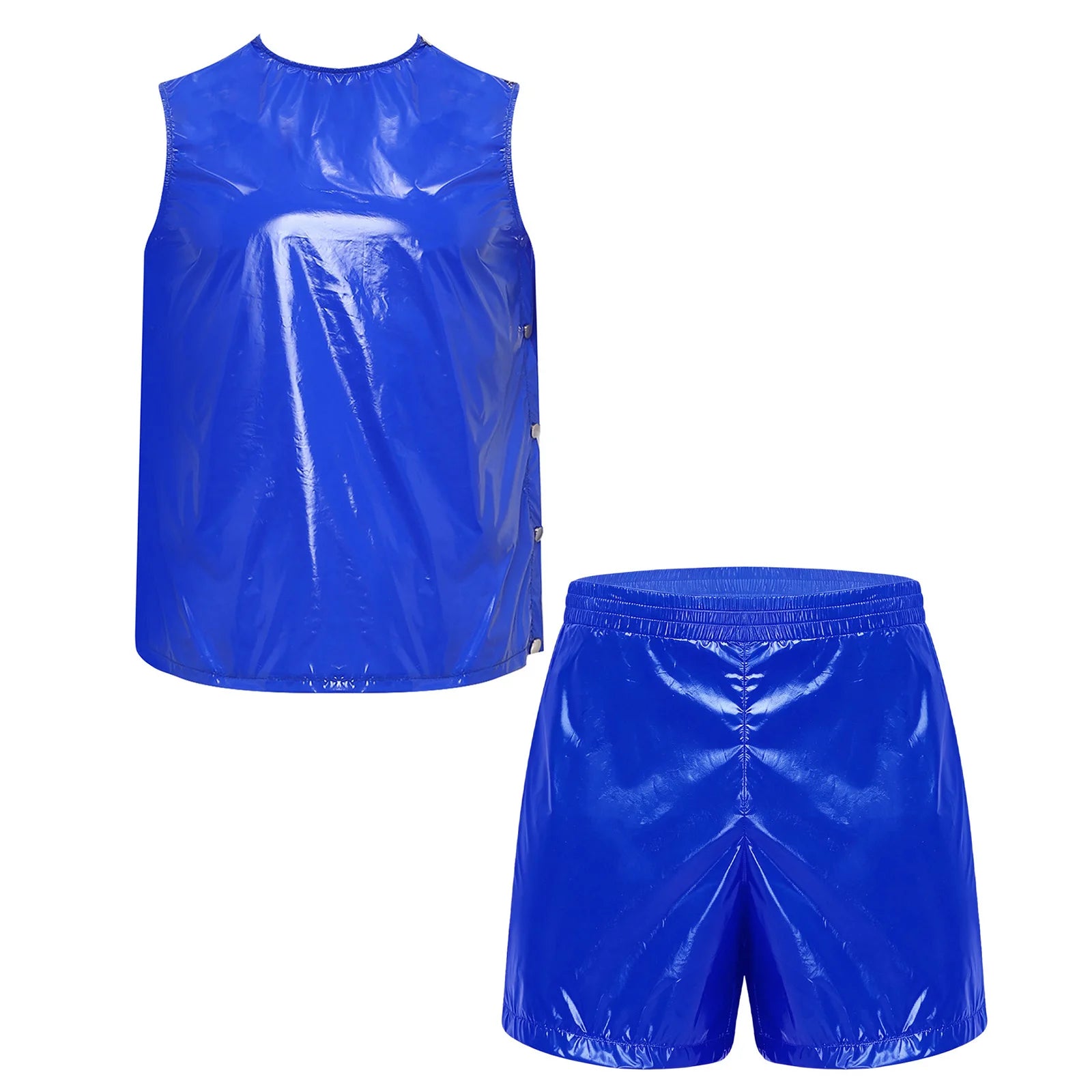 Mens Special Needs Waterproof Sweat Tracksuit Tank Tops And Sides Buttons Boxer Shorts Two Pieces Outfit Adaptive Clothing