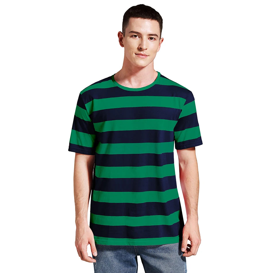 Men Striped T-Shirt Stripes Top Tees Male Fashion Short Sleeve Shirts Costume Cosplay Party Blue Red White Black Yellow T Shirt