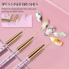 Nail Art Brush Kit for Nail Painting, Floral Carving, Gem Placement, Gel Application, Color Blending, and Line Work.