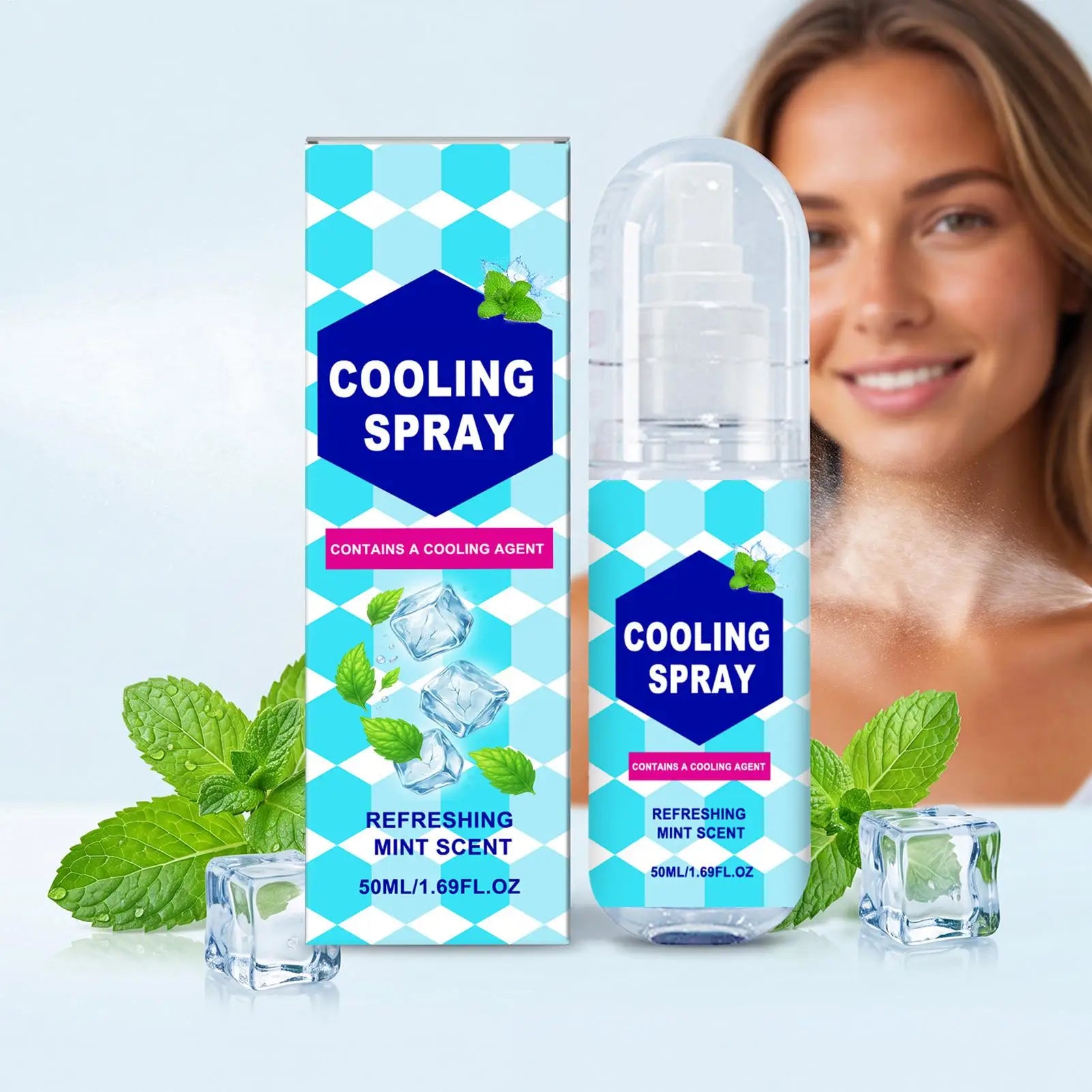 Cooling Spray for Body 50ml Summer Face Refreshing Mist Mint Scent Instant Cooling Spray for Adults Outdoor Activities Workout