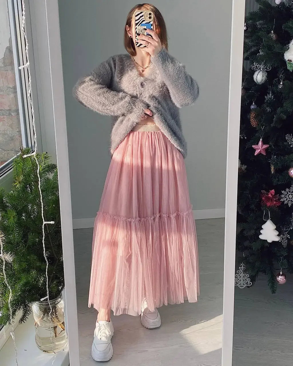 Pleated Lace Cake Midi Skirt
