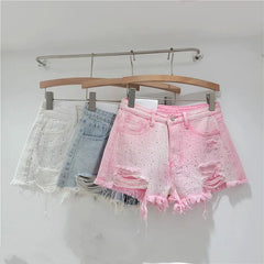 Denim Shorts for Women in The Summer of 2025 High Waisted and Slimming New Style Spicy Girl with Ripped Sexy Wide Leg Trousers