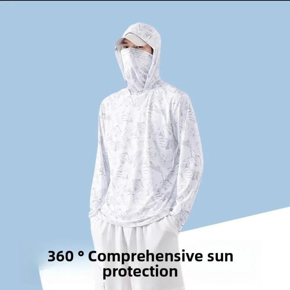 Hooded Design Fishing Shirt Summer Mask Lightweight Material Hooded Fishing Clothes Performance Fabric Outdoor Hoodie