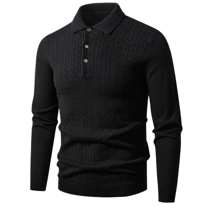 Ribbed Polo Knit Pullover