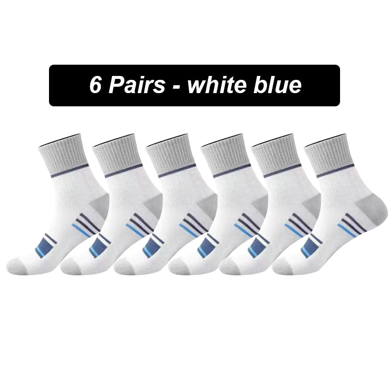 Men’s Breathable Cotton Crew Socks – 6-Pair Set