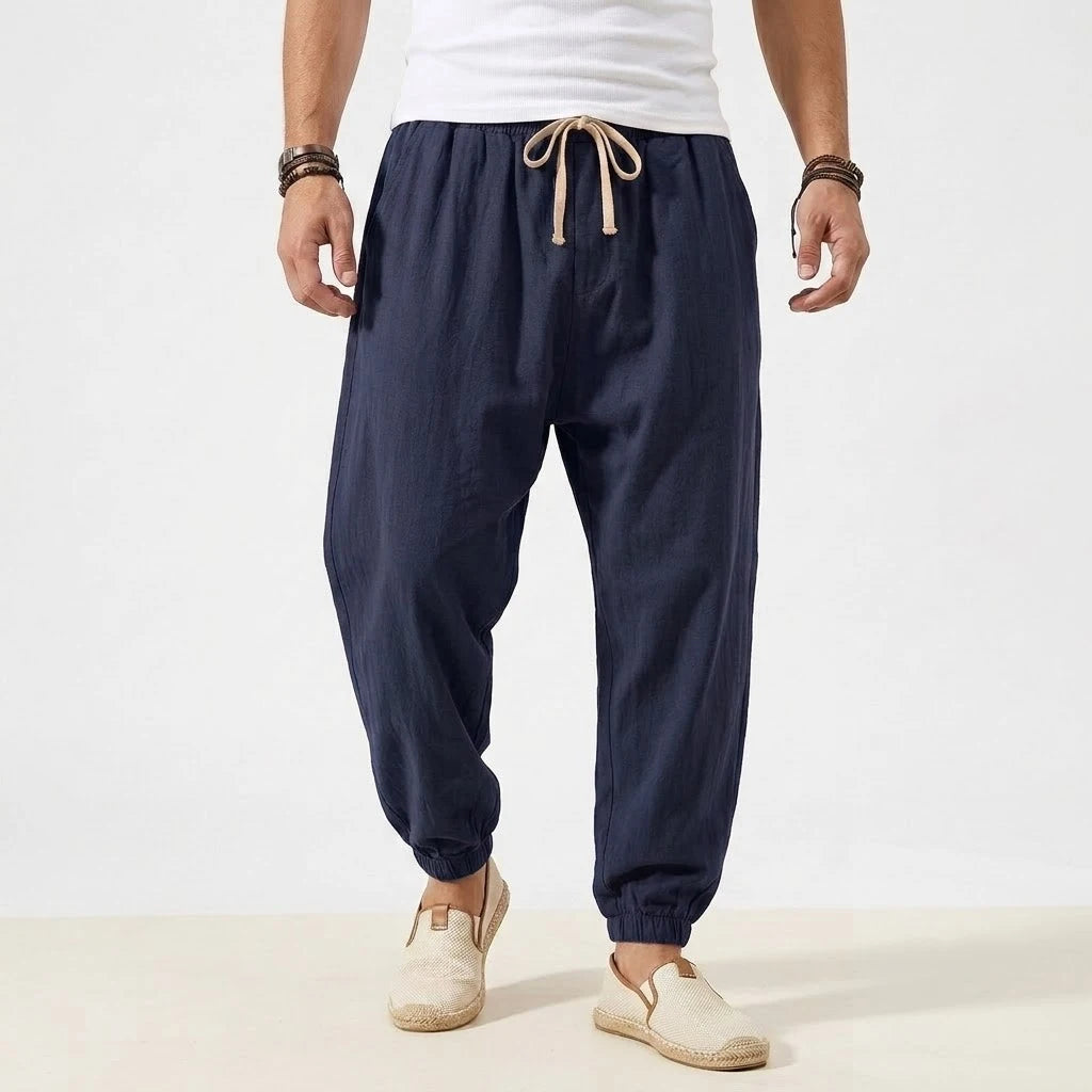Men's Joggers Streetwear Casual Harem Pants Sport Large Sweatpants Korean Breathable Cotton Trousers Elastic Waist Long Pants