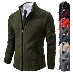 Stand Collar Fleece Zip Cardigan