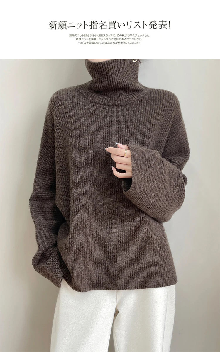 Elegant Merino Turtleneck Knit Sweater