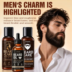 Men's Beard Oil Set, Moisturizing Beard Care Serum for Softening Dry Rough Hair, Enhancing Shine and Smooth Groomed Look