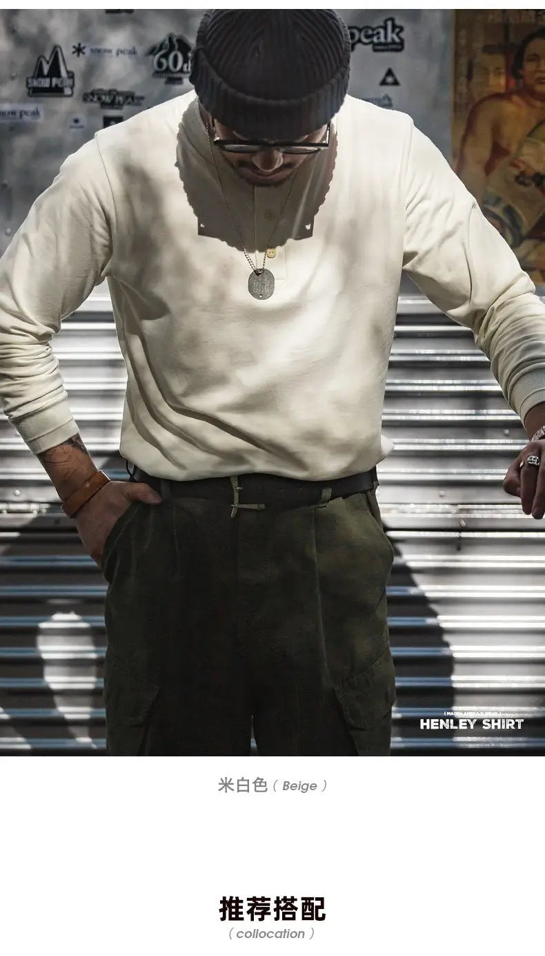 Men’s Heavyweight Retro Cotton Long-Sleeve T-Shirt