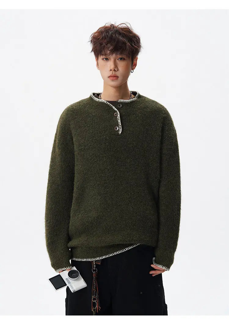 Korean Button Knit Pullover